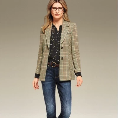 Blazer CAbi Para Mujer Talla 6 Pasatiempo Cuadros Manga Larga Muesca Solapas Botón Delantero Foto 1 de 4