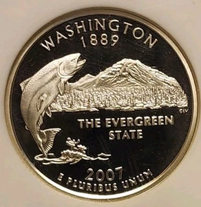 2007-S Silver Washington State Quarter NGC PF69 Ultra Cameo Proof 69 ATB - Picture 1 of 5