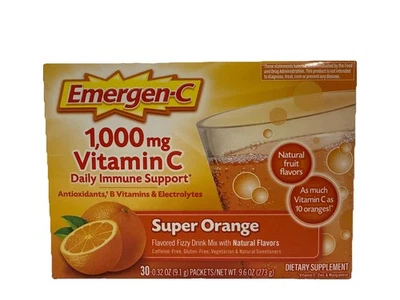 Emergen-C 1000mg Vitamin C Powder, Super Orange, 30 Packets, APRIL 2026 - Image 1 of 4