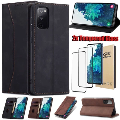 For Samsung Galaxy S20 FE 5G Shockproof Leather Case Cover / HD Tempered Glass - Image 1 of 4
