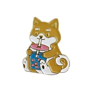 Boba Tea Corgi Emaille Pin - lustiges Geschenk für Hundeliebhaber und Sammler - Bild 1 von 6