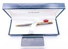 New Parker Sonnet Silver Plated with gold trim  Ballpoint pen Box Free Ship