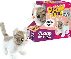 CLOUD Kitten Plush Stuffed White Grey Animal Meow Sound/Walking Cat Battery Toy - Picture 1 of 4