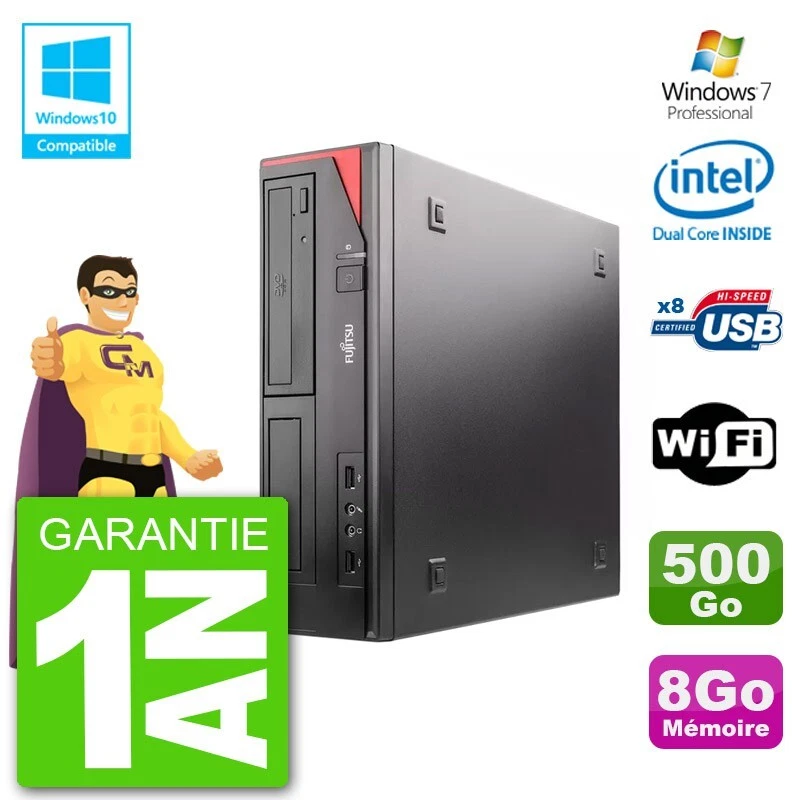 PC Fujitsu Esprimo E520 Dt G3220 RAM 8Go Disco 500Go Masterizzatore DVD Wifi W7 - Immagine 1 di 1