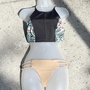 Bettinis x Free People Beige Strappy Bikini Bottom Size M Thong Surfer Rave - Picture 1 of 7