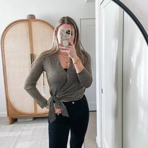 L'AGENCE Metallic Long Sleeve Seneca Wrap Top NWT XS - Picture 1 of 9