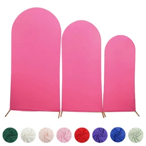 3 Matte Fitted Spandex Round Top Wedding Arch Backdrop Stand Covers Set Party - Picture 1 of 114
