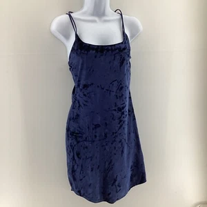 Missguided Womens Velvet Mini Dress UK 10 Navy Blue Strappy Party Night Out - Picture 1 of 9