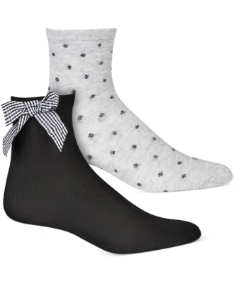 Paquete de 2 calcetines tobilleros de moda para mujer INC International Concepts talla única negros  Foto 1 de 3