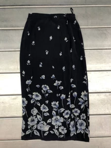 Vintage Talbots Maxirock Damen Größe 4 Marineblau Boho Laune Blumenmuster 100 % Seide - Bild 1 von 8