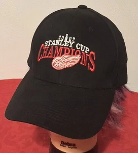 NHL Embroidered Black Hat Cap 2002 Stanley Cup Champions Detroit Red Wings NEW - Picture 1 of 7