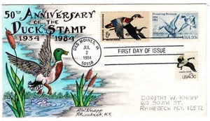 #2092 Preserving Wetlands Dorothy Knapp Hand Painted Cachet 1984 FDC IA - Picture 1 of 1