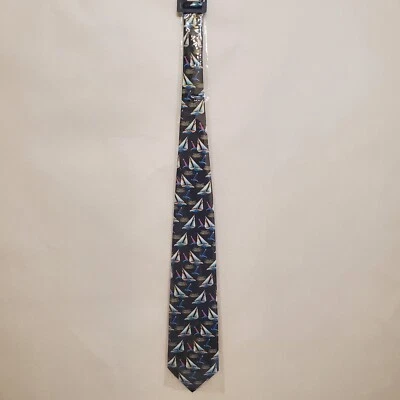 Utopia Neck Tie Sail Boat Designs Hand Made 56" 100% Rayon Brand New in Package - Image 1 of 4