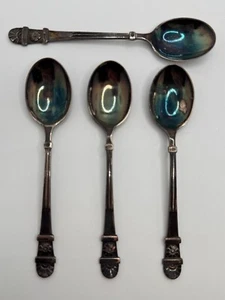 Set aus 4 antiken 1885 Edward Hutton viktorianischen Sterlingsilber Demitasse Löffeln - Bild 1 von 15