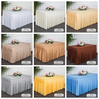 Rectangle Floral Pleated Table Skirt Cover Tablecloth Wedding Party Home Decor - Image 1 of 4