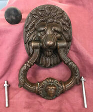GRAND LARGE ANTIQUE BRASS DOOR KNOCKER METAL PERIOD RECLAIMED ARCHITECTURAL USED
