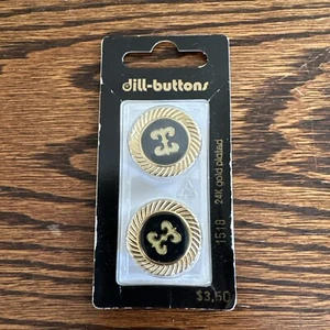 New Vtg 2 PK Dill Buttons 24K Gold Plated #1518 7/8” 23 MM Made in Germany - Picture 1 of 3