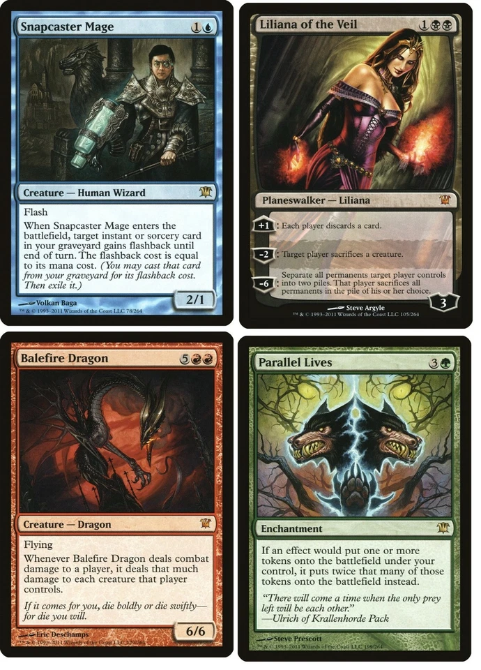 Komplett-Set  INNISTRAD  - englisch -  Snapcaster+Parallel+Balefire+Liliana Veil - Bild 1 von 1