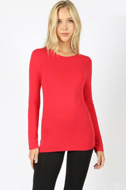  Camiseta básica orgánica para mujer, Rojo, XL : Generic: Ropa,  Zapatos y Joyería