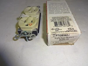 P&S PTIG5362-I PLUGTAIL DUPLEX RECEPTACLE 20A 125V IVORY ISOLATED GROUND - Picture 1 of 5