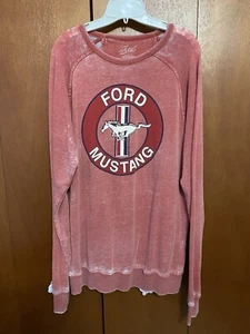 Ford Mustang Exclusively for Lucky Brand Sweatshirt Red XL Made To Look Worn - Picture 1 of 13