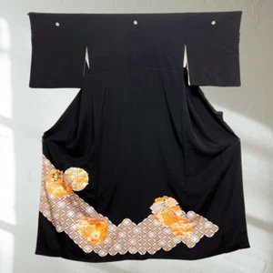 【Casi Como Nuevo】Kimono Negro, Kimono Antiguo, Bata Kimono, Bordado de Lujo - Imagen 1 de 17