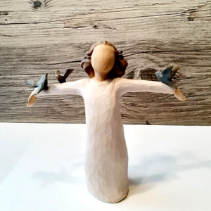 Willow Tree Figur Happiness Girl mit Vögeln Demdaco 2004 Susan Lordi - Bild 1 von 8