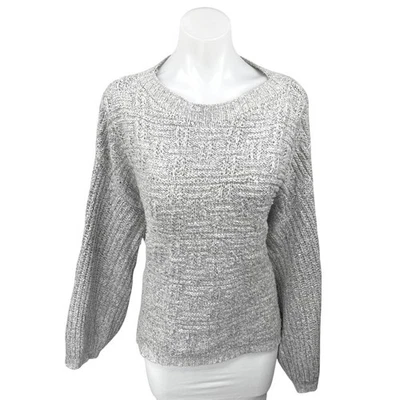 Sage The Label Women's Gray Ribbed Knit Long Sleeve Pullover Sweater Top Size L Foto 1 de 4