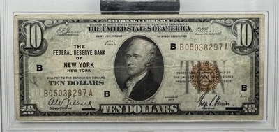 1929 $10 Dollar National Currency Note New York - Image 1 of 4