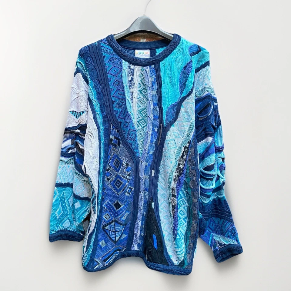Vintage Coogi 3D Knit Jumper Men’s XL 90s Australia Stunning Blue Ice Rare! - Image 1 of 4