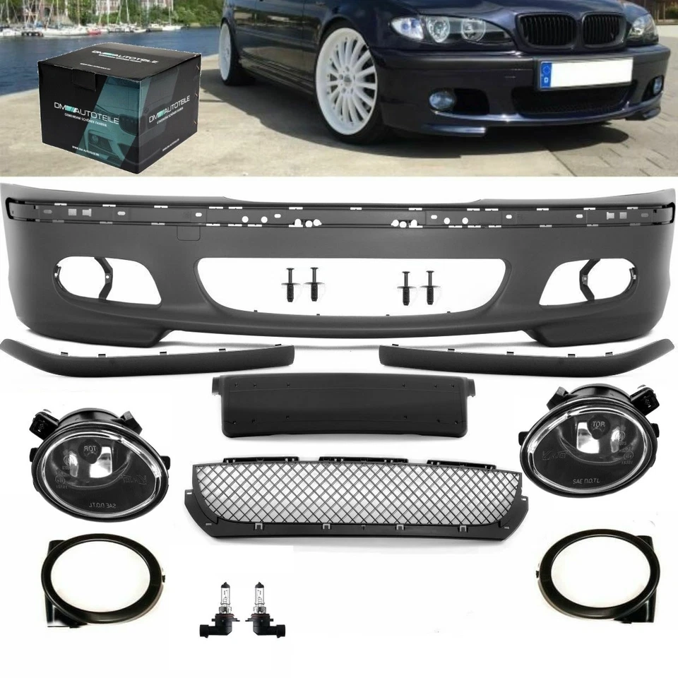 Bumper Saloon Touring + Fog Set For M Sport + Fitting Kit Fits BMW E46 - Image 1 of 4