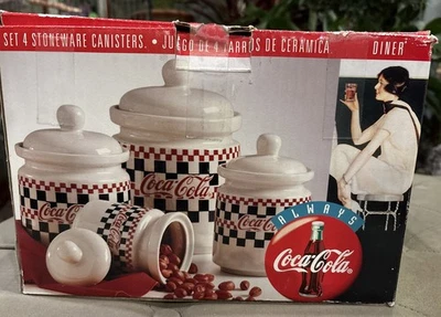 Juego de 4 botes de cerámica para cocina Coca Cola 1997 nuevo en caja Foto 1 de 4