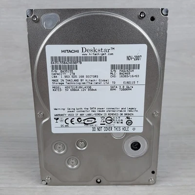 Hitachi 1TB 3.5" SATA Hard Drive HDS721010KLA330 7200RPM – 2980 Hours – Good - Image 1 of 3