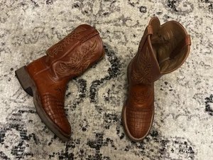 Lucchese 2000 Caiman Tail Saddle Vamp/Kreppsohle Herren Größe 9 D Braun Cowboystiefel - Bild 1 von 19