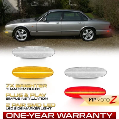 ^4Pcs^92-03 Jaguar XJ8 LED Front+Rear Side Marker Lights Amber 3000k Left+Right - Image 1 of 4