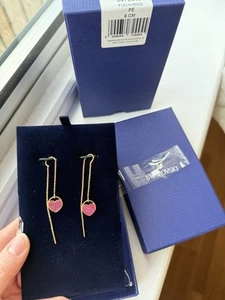 Swarovski Rose Gold Plated Pink Ginger Pull Through Earrings - Picture 1 of 6