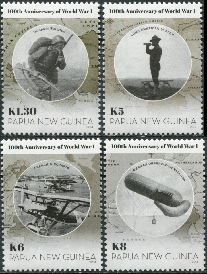 Papúa Nueva Guinea 2014. Aniversario del inicio de la Primera Guerra Mundial (MNH OG **) Juego de 4 sellos Foto 1 de 1