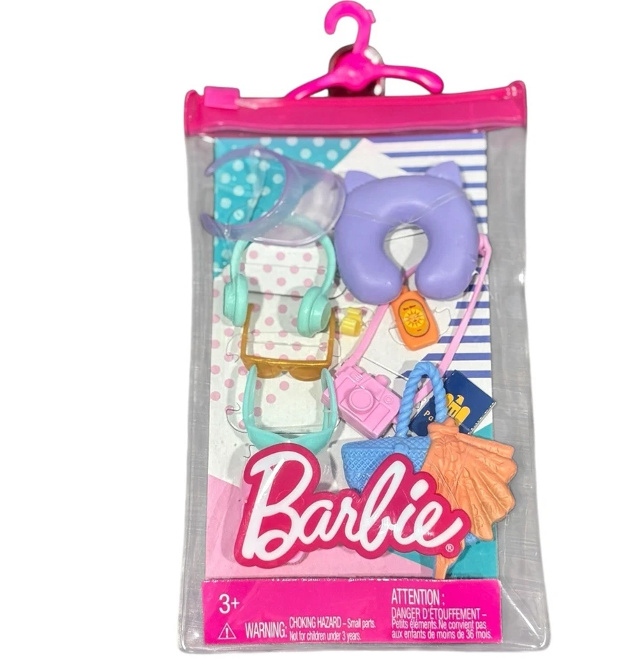 Mattel Barbie Fashion Storytelling Pack - Travel Neck Pillow Etc.