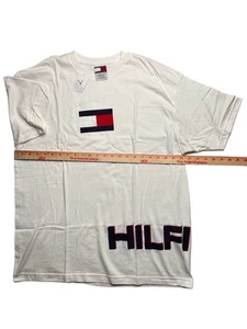 Tommy Hilfiger Men's Vintage T-Shirt White Size Large Tommy Flag Logo RARE 80s - Picture 1 of 2