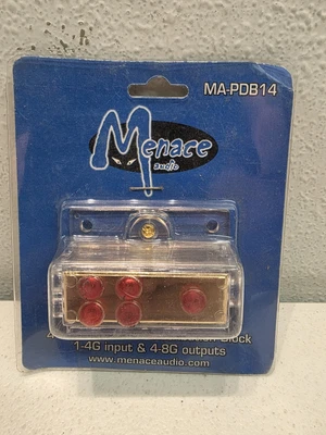 Menace Audio MA-PDB14 4 Position Power Distribution Block 1-4G Input & 4-8G Outp - Image 1 of 2