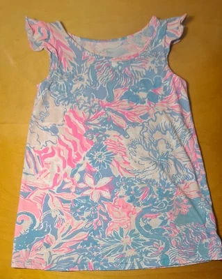 Lilly Pulitzer Preppy Girls Floral Print  A-line Shift Dress sz S (4-5 yrs) - Image 1 of 4