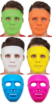 DISFRAZ DE DRAMA EN BLANCO ADULTO HOMBRE MUJER HOMBRE MÁSCARA FACIAL MARDI GRAS PURGA FANTASMA Foto 1 de 3