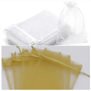 25 PIEZAS Blanco u Dorado: Boda Fiesta Favor Regalo Caramelos Bolsos Transparentes Bolsa de Joyería - Imagen 1 de 3