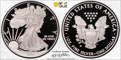 USA United States 2008 W $1 Proof Silver Eagle PCGS PR69DCAM Cover