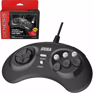 Retro-Bit Official Sega Genesis USB Controller 8-Button Arcade Pad Black - Picture 1 of 17