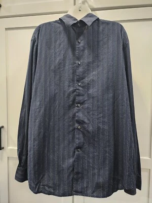 Perry Ellis Men’s Button Shirt, Long Sleeves Navy Blue White XL - Image 1 of 4