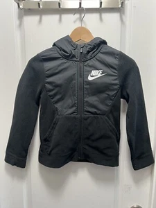 Nike Fleece/Nylon Hooded Jacket Black Pockets Size Youth Small - Picture 1 of 12