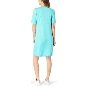 DG2 by Diane Gilman DG Downtime French Terry Dress with Pockets, Aqua, 3X - Picture 1 of 3