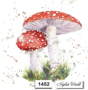 (1452) DOS servilletas decoupage individuales para almuerzo de papel hongo amanita mosca agaric - Imagen 1 de 3