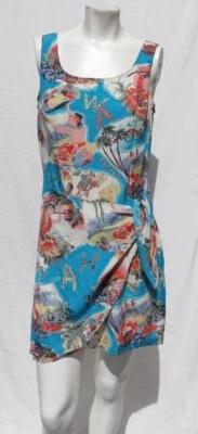 Mini Vestido Envolvente De Colección RAMPAGE US 9 Ajustes S 6/8 Azul Tropical Estampado Hawaiano Foto 1 de 4